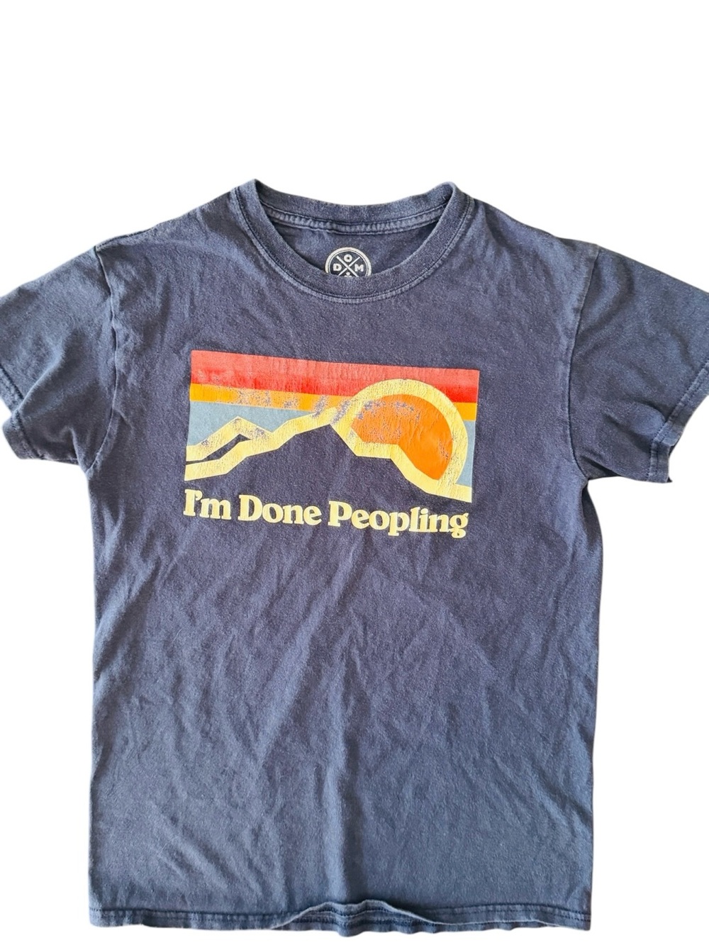 DOM I'm Done Peopling Introvert Graphic Tee Retro Sunset Shirt Size S Women's